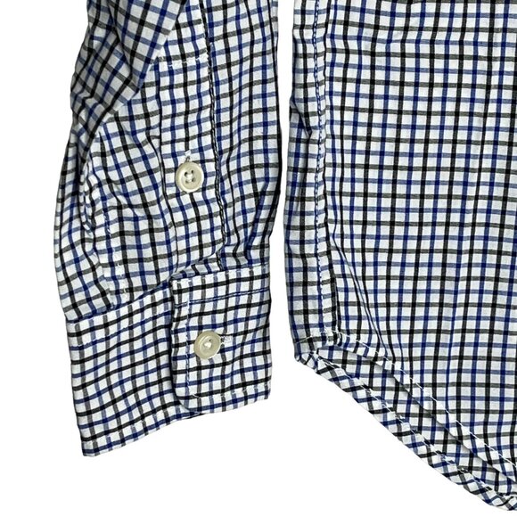 Chaps Boys Long Sleeve Plaid Button Down Shirt Kids Size 8 Blue White Check - Picture 5 of 12